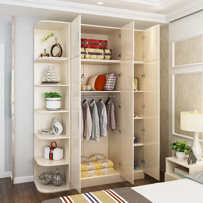 简约现代木质衣柜4门卧室整体定制组合组合柜衣柜