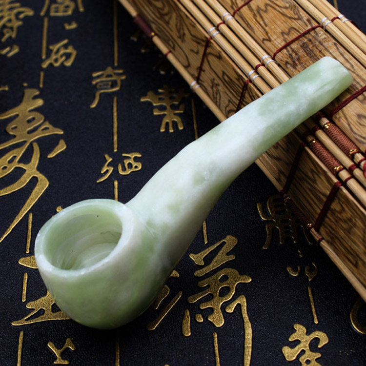 烟斗玉石烟袋天然岫玉烟嘴烟锅烟具烟斗