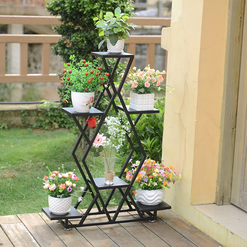 美式乡村复古铁艺花架落地式花盆盆架多层室内花架