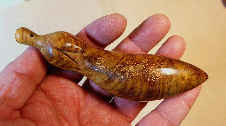 麻梨疙瘩茄子手把摆件木雕金线满花一物一拍木雕