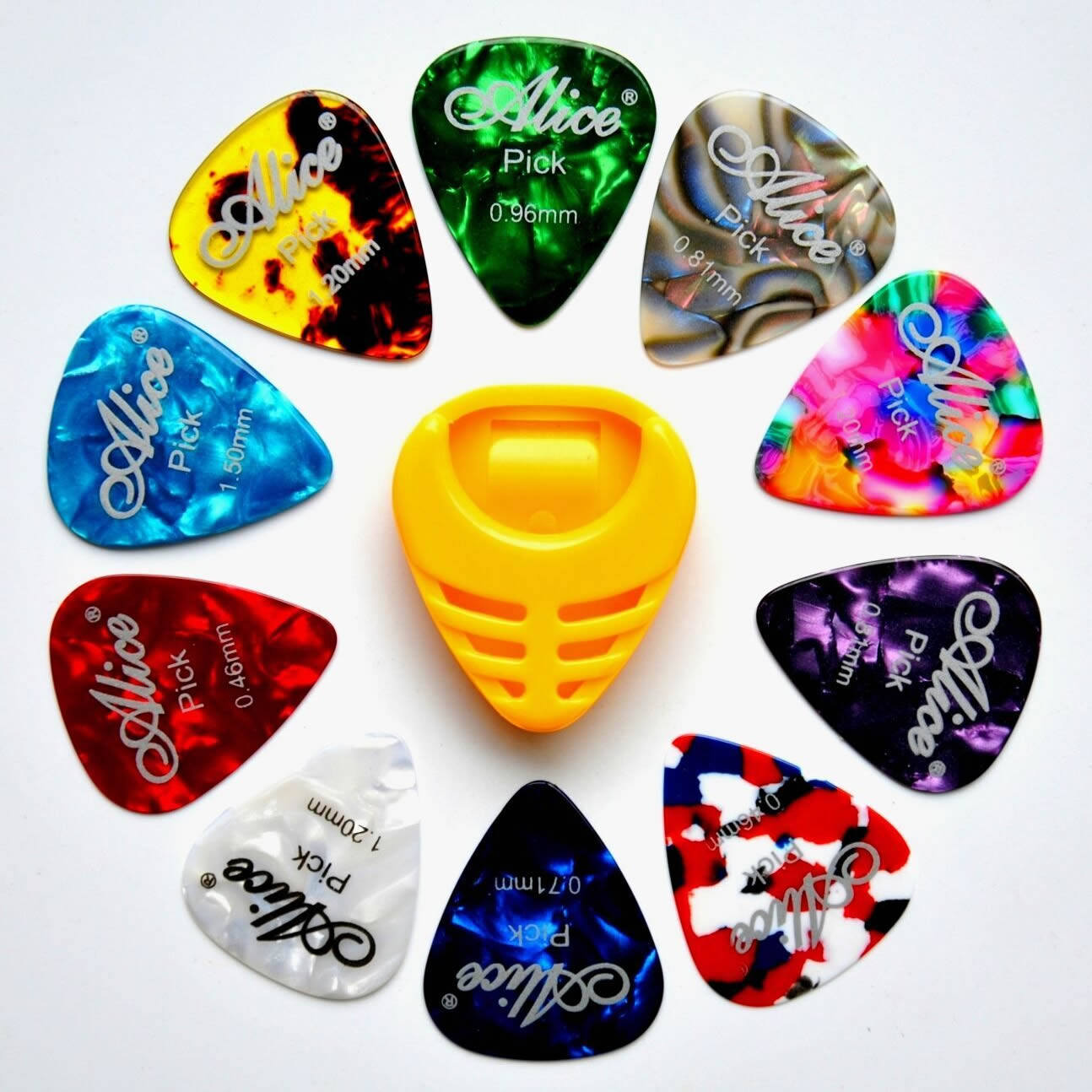 爱丽丝璐璐拨片6枚装夹盒装民谣指甲电木吉他拨片