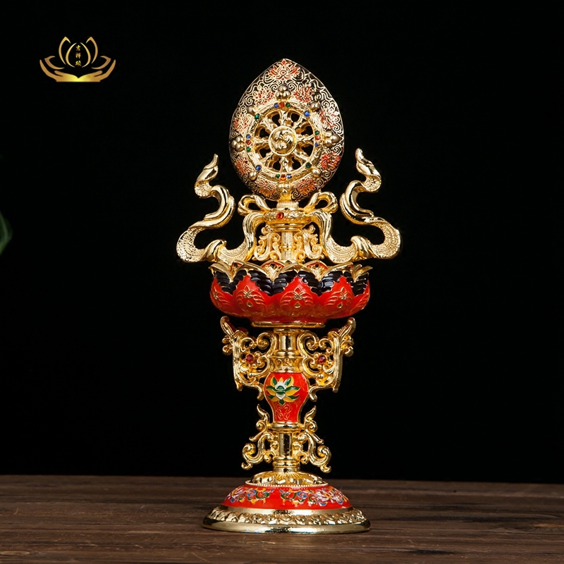 藏传佛教用品密宗摆件尼泊尔工艺彩绘轮王七政宝轮摆件