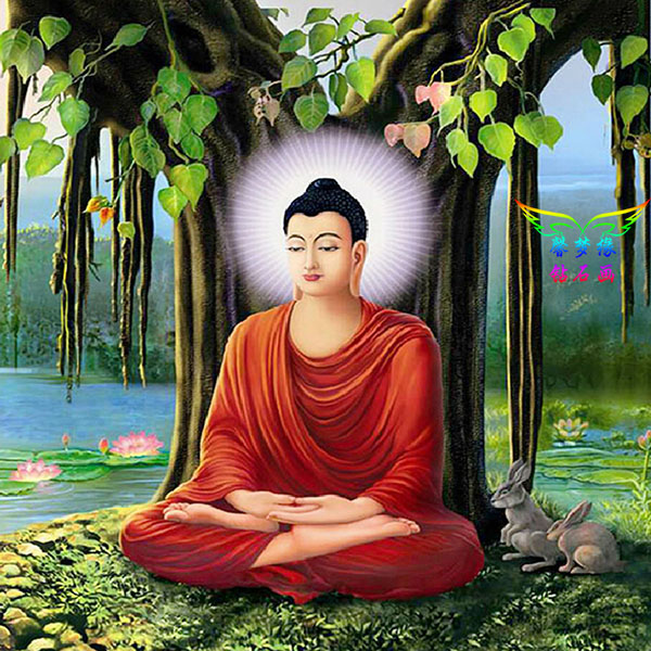 钻石diy菩提菩提树树下释迦摩尼方钻圆钻满贴钻十字绣套件