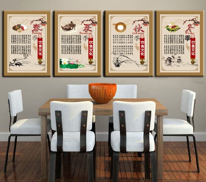 春夏秋冬四季饮食文化现代装饰无框画养生壁画酒店餐馆现代装饰画