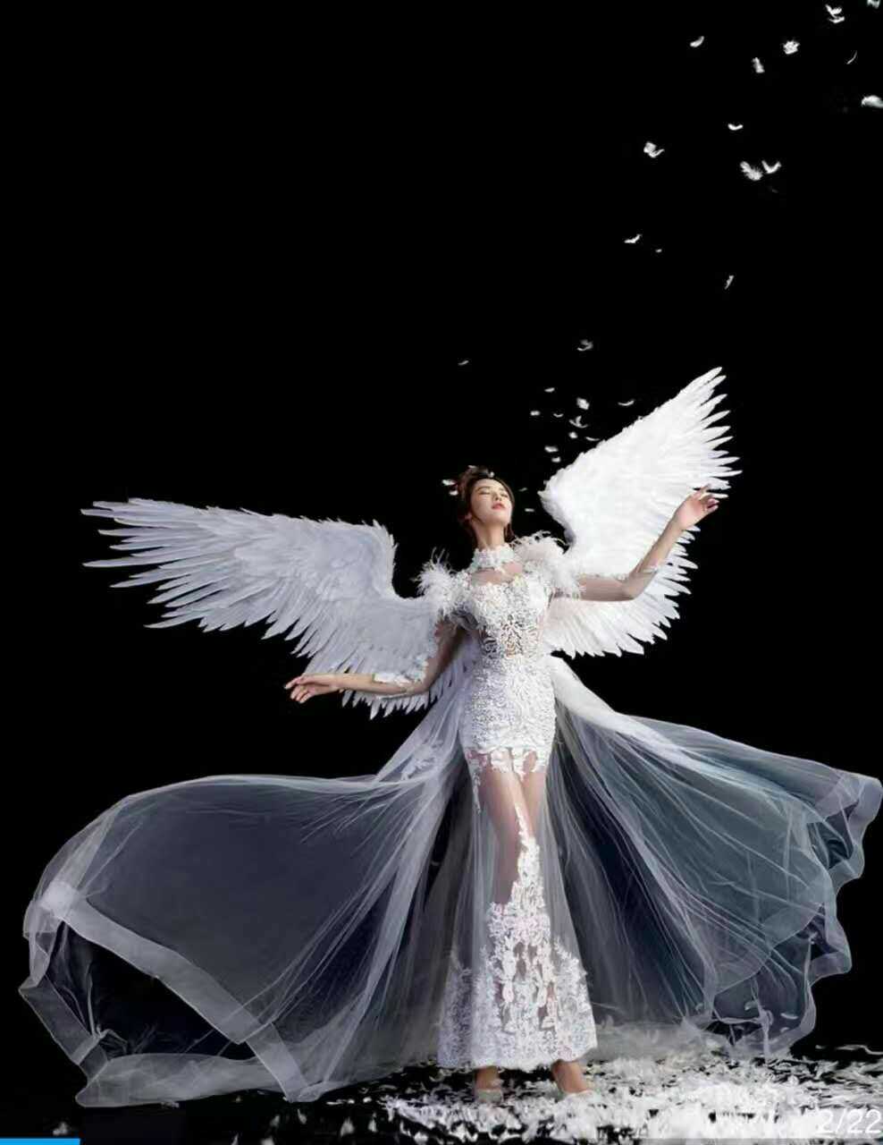 翅膀羽毛天使维密车展开业模特走秀影楼拍摄翅膀