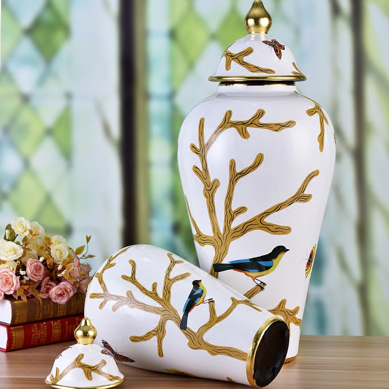 陶瓷器储物罐大号罐子欧式创意将军罐软家居饰品客厅摆件