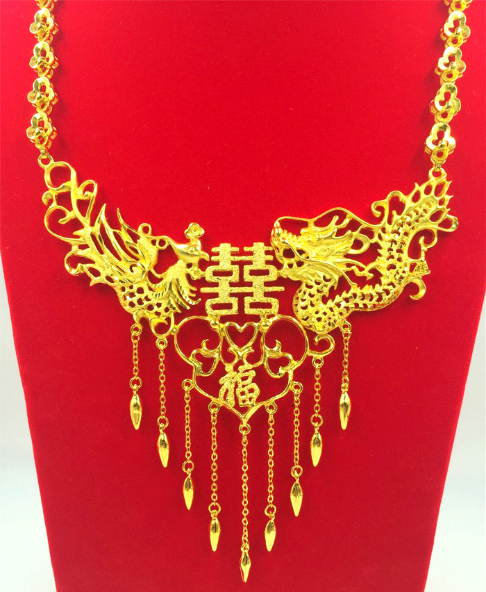 奢华金店女士黄金项链新娘首饰婚嫁饰品黄铜项链