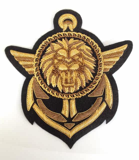 French design brand imported metal wire hand-embroidered lion head anchor badge Balmain embroidery sticker French design brand imported metal wire hand-embroidered lion head anchor badge Balmain embroidery sticker