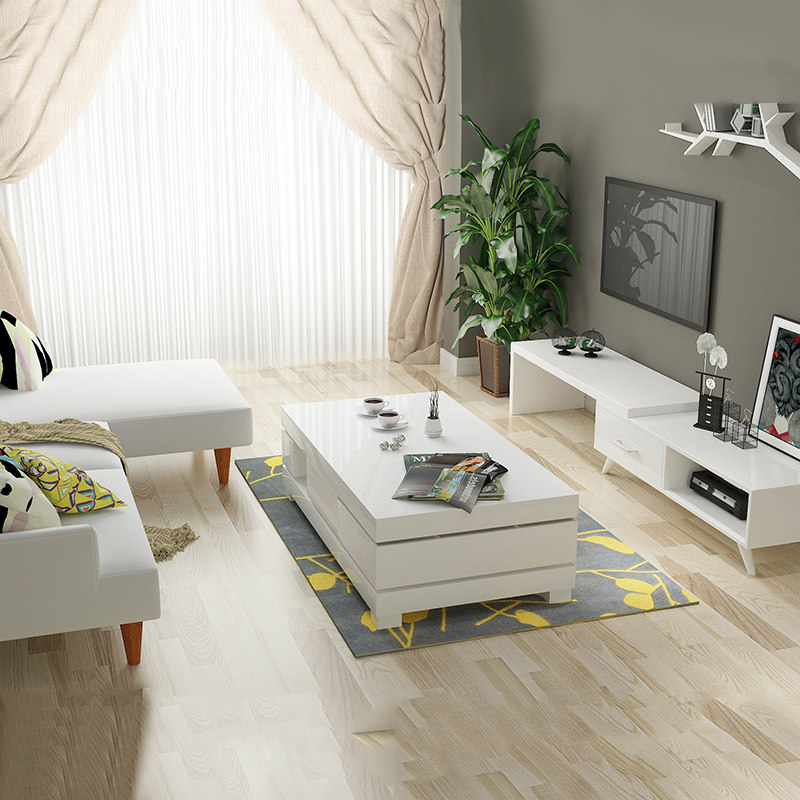 简易伸缩电视柜现代简约小户户型迷你客厅整体茶几电视柜