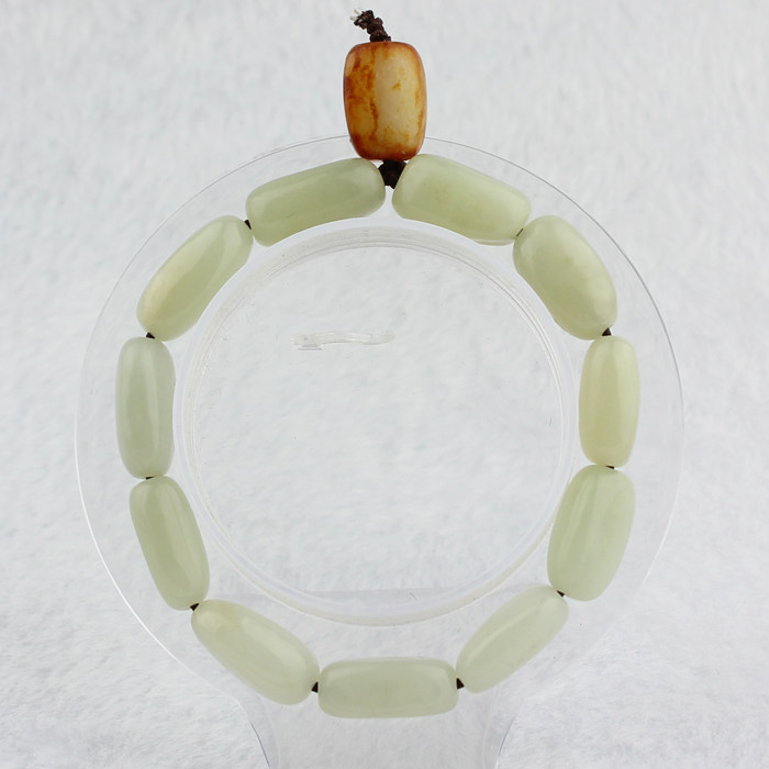 原石玉手天然籽料串大白玉手带红泌皮新疆男女手饰