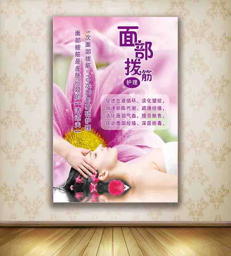 面部中医美容养生医疗保健挂图宣传画海报订制拨筋写真