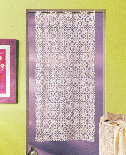 定制时尚风方形手工钩花镂空窗帘针织工艺门帘定制窗帘