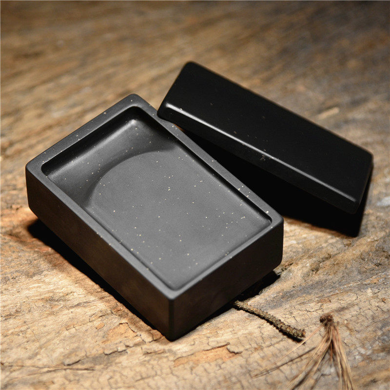 金星金晕歙砚端砚书法专用大号磨墨带盖砚台成人礼品珍藏安徽歙县-图2