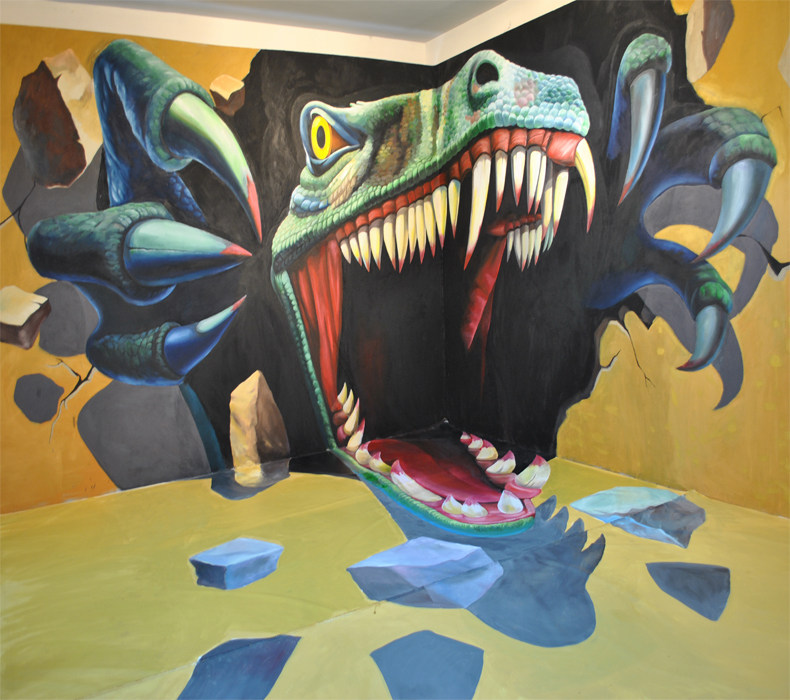 手工3d立体画手绘装饰画体验酒店壁画外墙车展油画