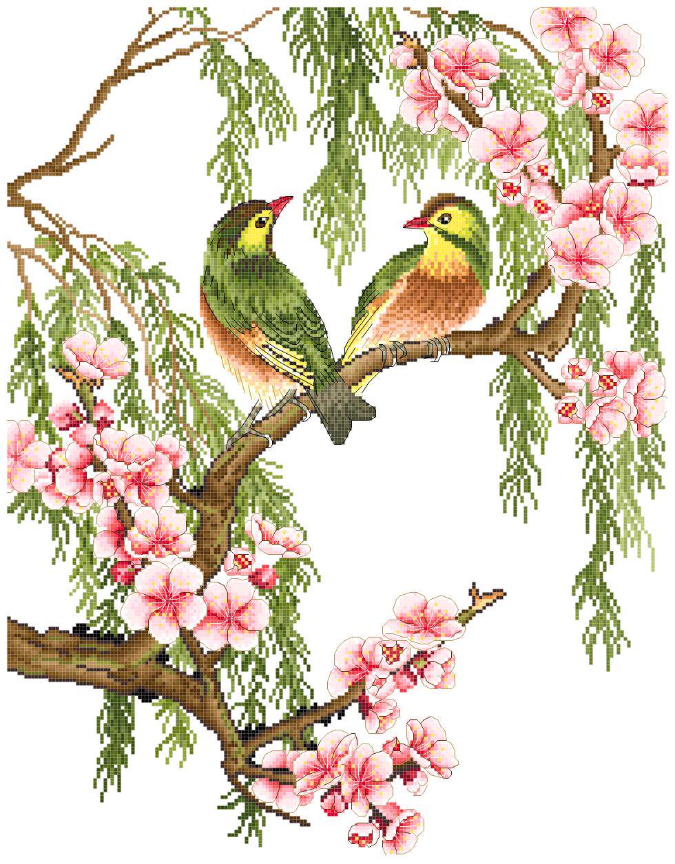 十字绣电子图纸1780窃窃私语pat源文件原版绣图