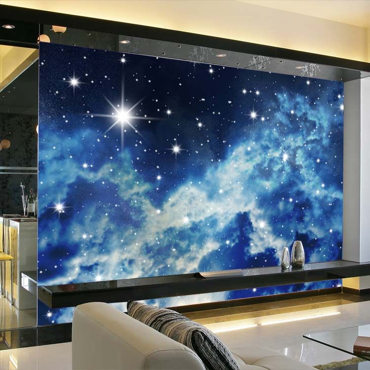 星空墙纸银河星星闪闪电视背景墙壁纸天空无纺布定制壁画