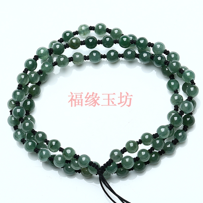 a货翡翠项链男女玉珠项链毛衣链玉石圆珠玉珠子吊坠挂绳包邮