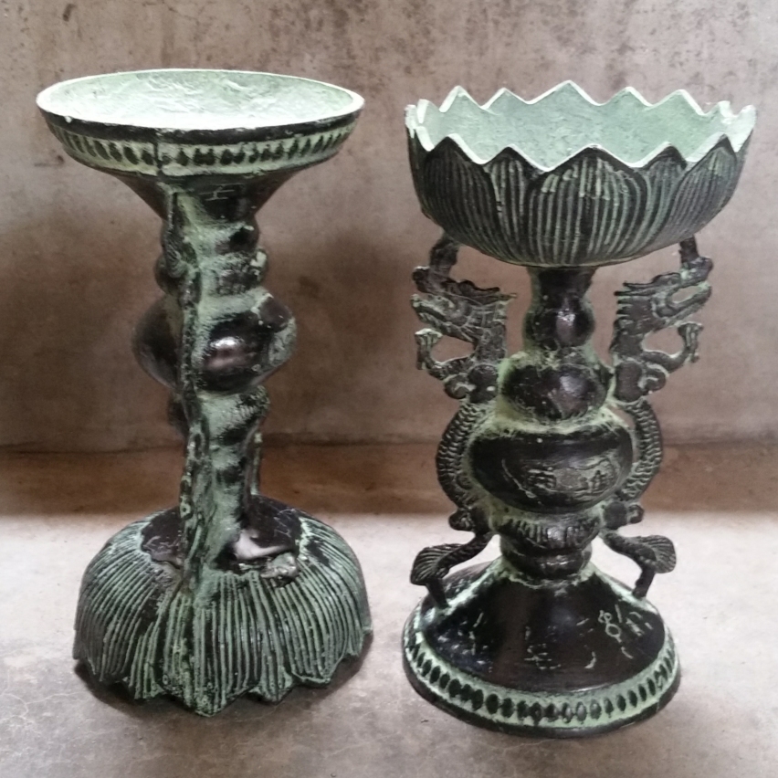 蜡台古玩青铜器摆件莲花婚庆道具装饰品古代清仓摆件