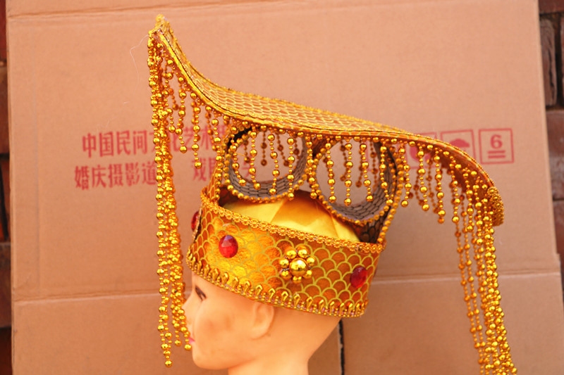 古装 汉武帝皇帝帽 玉帝帽 龙王帽 平顶冠 皇帝帽 龙鳞帽壳定做