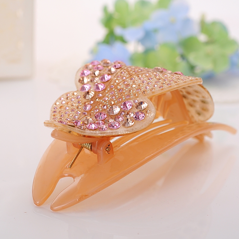 精品弹簧发夹发饰抓夹大号韩版镶钻时尚头饰发饰