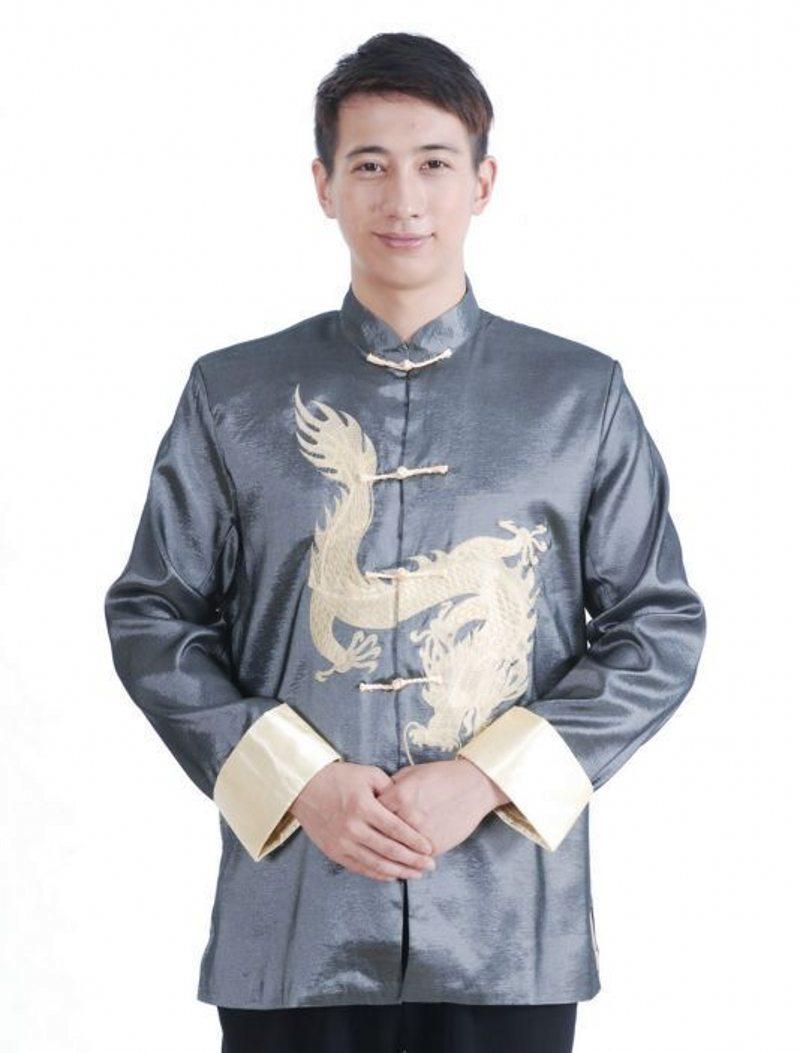 中国龙民族特色演出服婚庆服装男式唐装中装长袖民族服装