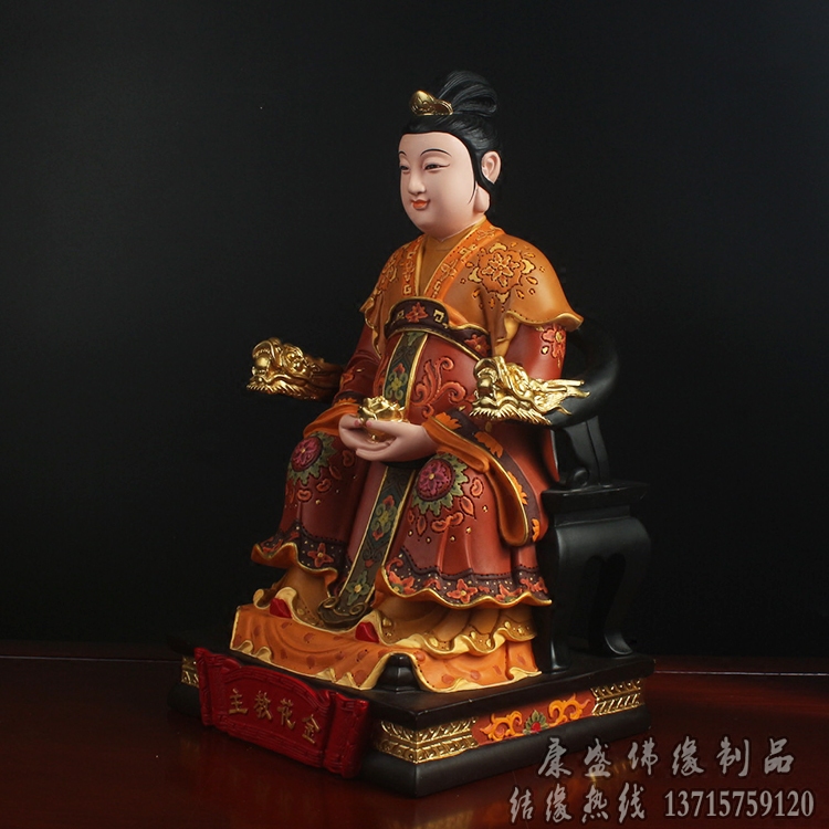 神像12寸16寸金花教主极彩云锦银花娘娘道教摆件