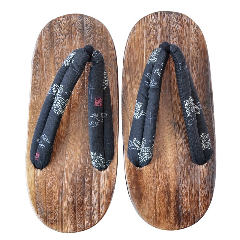 木屐汉晋男式平跟偏洞厚底拖鞋男款中式船型人字拖