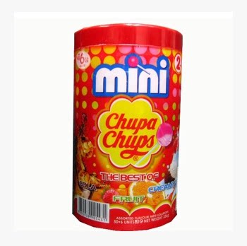 现货进口棒棒糖chupachups珍宝珠迷你什锦奶昔味桶装50支300g