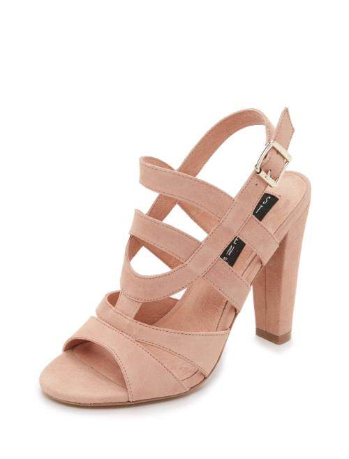 steven超嗲显白裸粉麂皮露趾高跟凉鞋时装凉鞋