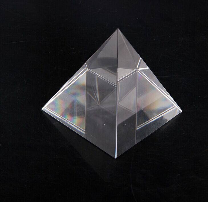 透明水晶玻璃四面体三棱棱锥面体金字塔摆件教学摆件