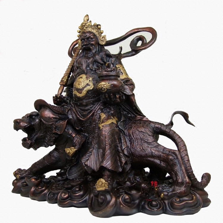 武财神赵公明摆件骑虎铜像财神爷像风水招财镇宅供奉客厅开业摆件