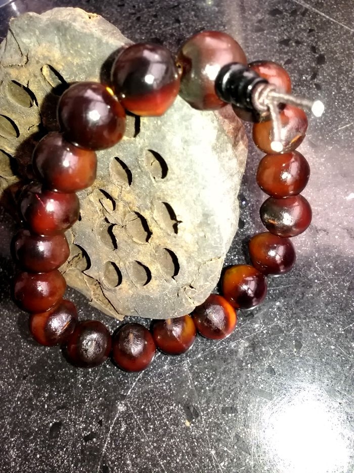 野生木患佛珠带暗酒红色鬼见愁手定制扁圆算盘手串