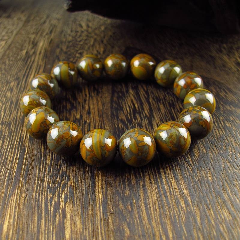 相石缘14mm天然女娲石竹叶玉石手链手串男女佛珠手链