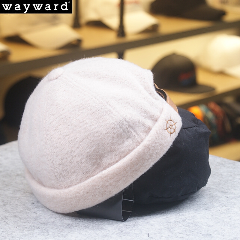 韩国品牌wayward学生秋冬简约保暖毛线针织船舵帽子