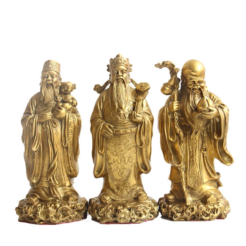 摆件黄铜福禄寿三星神像福星禄星寿星招财纳福摆件