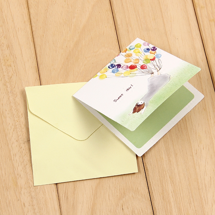 送一通用节日贺卡对折式带信封感恩节迷你袖珍贺卡