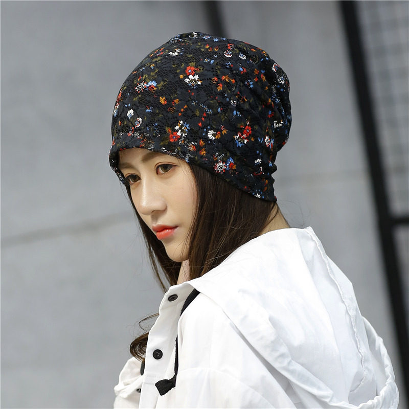 女士韩版夏季护头包头帽时尚民族风短发月子帽蕾丝小花套头帽