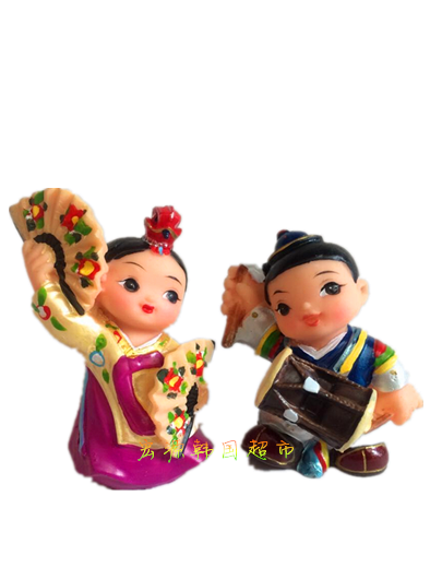朝鲜进口民俗传统树脂朝鲜族人偶农乐摆件装饰品摆件