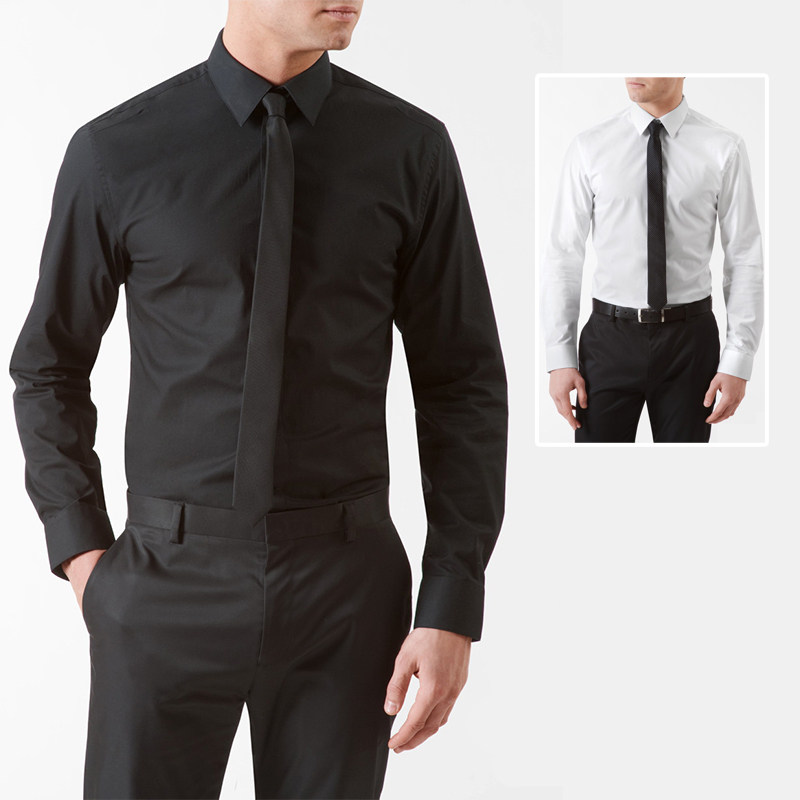 ck长袖衬衫男士修身商务休闲白色黑色calvinklein衬衫