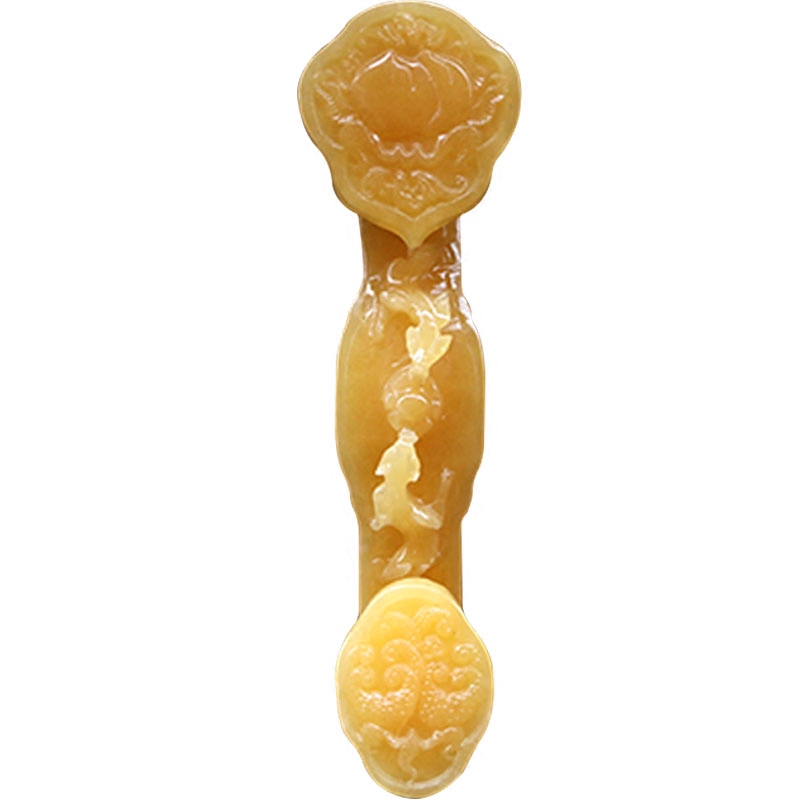 天然黄玉如意摆件黄色玉石开业装饰电视柜大号摆件