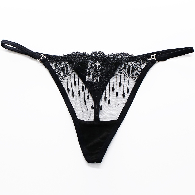 4条装超薄透明网纱丁字裤女性感大码胖mm无痕低腰t裤头