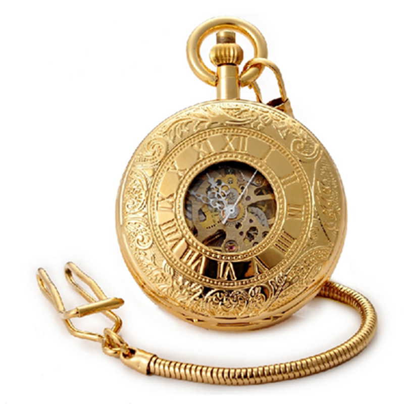 上海怀表机械镂空罗马翻盖古董复古高档金色怀表
