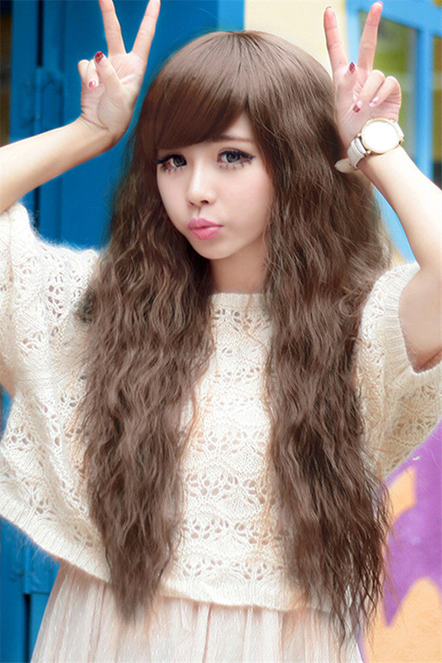 假发包邮女生刘海海蓬松玉米烫长卷发蛋卷卷头日常整顶假发