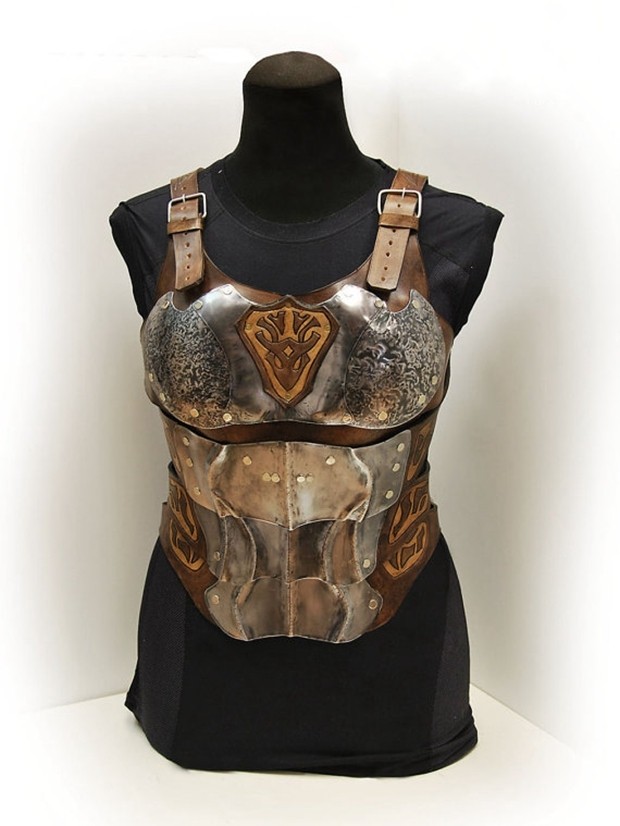 代购steel手作精美钢铁皮革拼接女性胸部装甲服饰