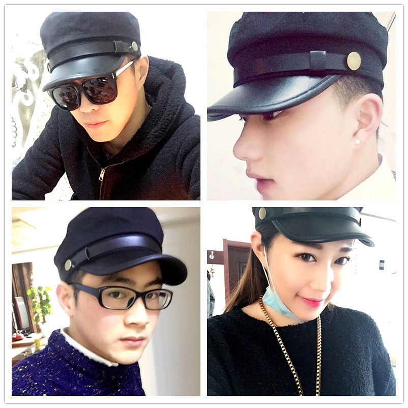 民族中山装五四青年帽子民国学生平顶海军帽男女帽子