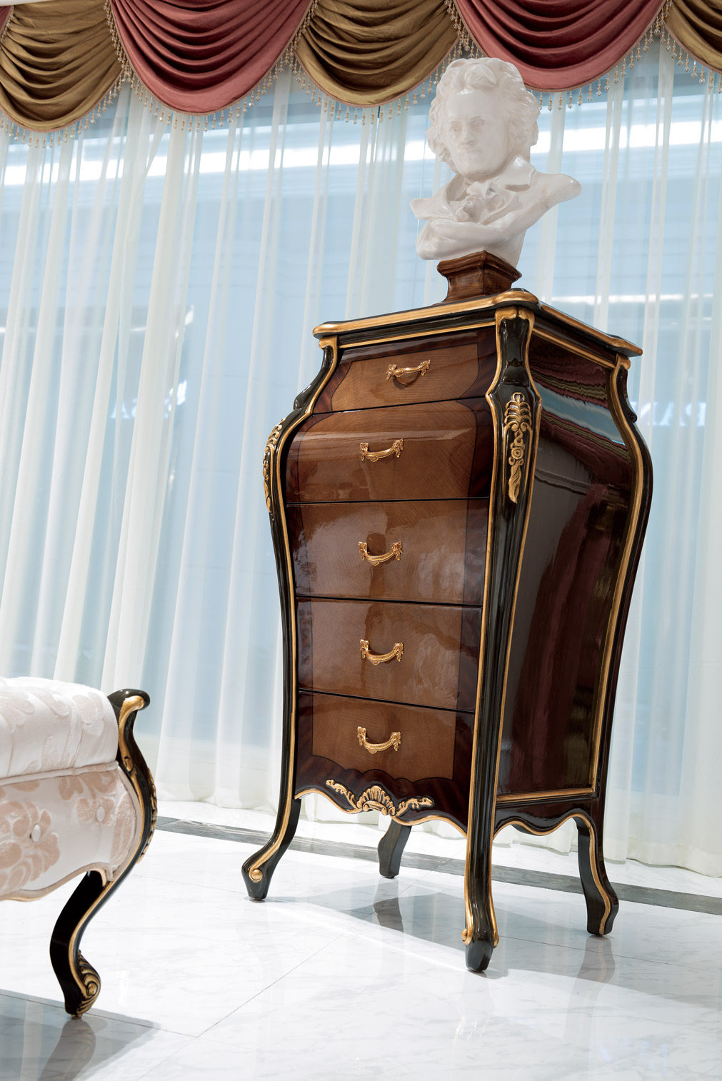 宫廷金号欧式五斗柜收纳雕花实木五提柜奢华法式斗柜