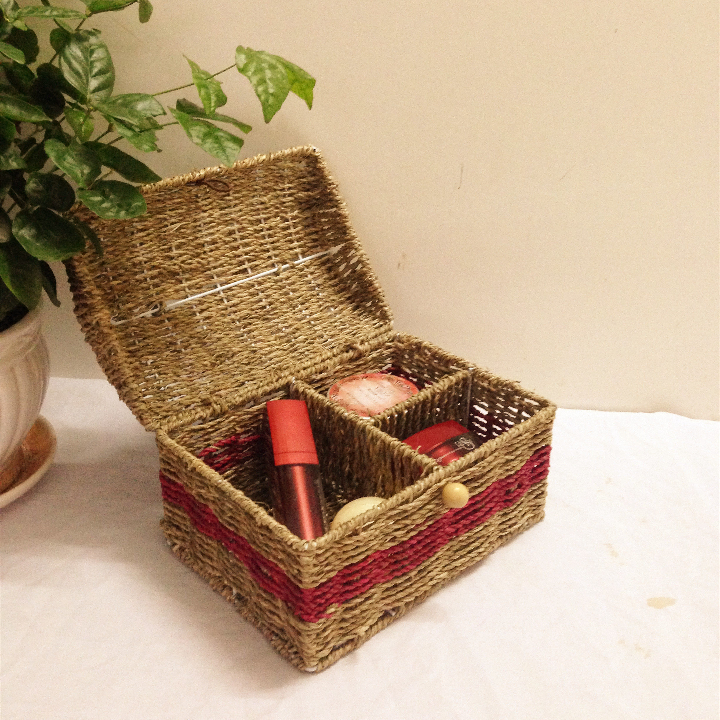 艺然天成宜家田园手工纸编非藤柳编竹编收纳桌面收纳盒