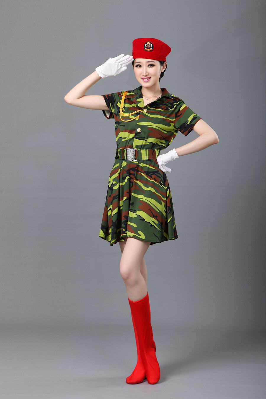 成人舞蹈服演出服装军鼓服军装女款迷彩裙女兵服装舞台装表演服装