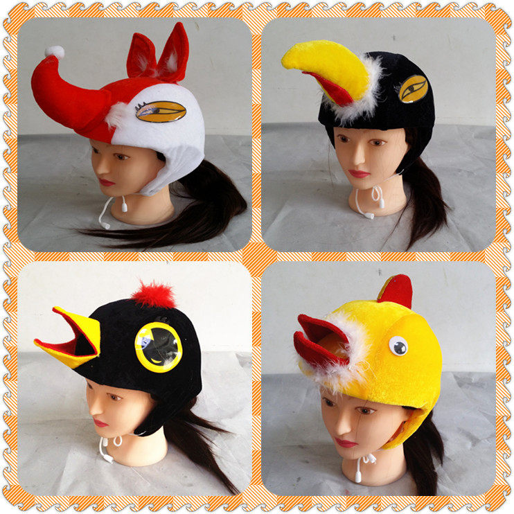 儿童动物演出帽子乌鸦老鹰小鸟狐狸聚会装饰帽子