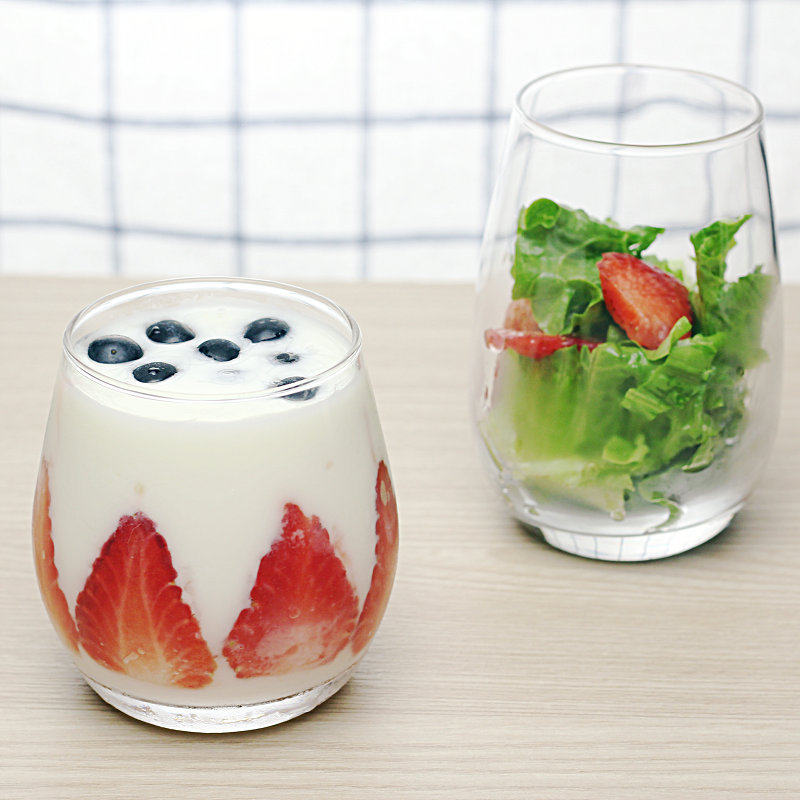 ins同款大肚圆形思慕雪玻璃杯果汁杯酸奶慕斯杯早餐牛奶杯奶昔杯